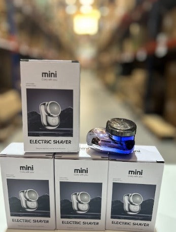 Mini afeitadora eléctrica portátil azul/plata