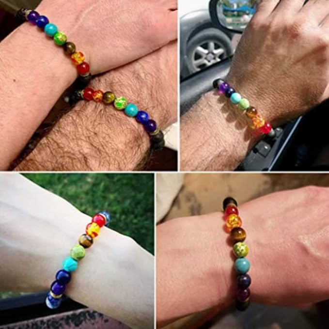 ¡Oferta: 2x1: Pulseras de roca de lava 7 chakras