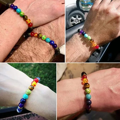 ¡Oferta: 2x1: Pulseras de roca de lava 7 chakras