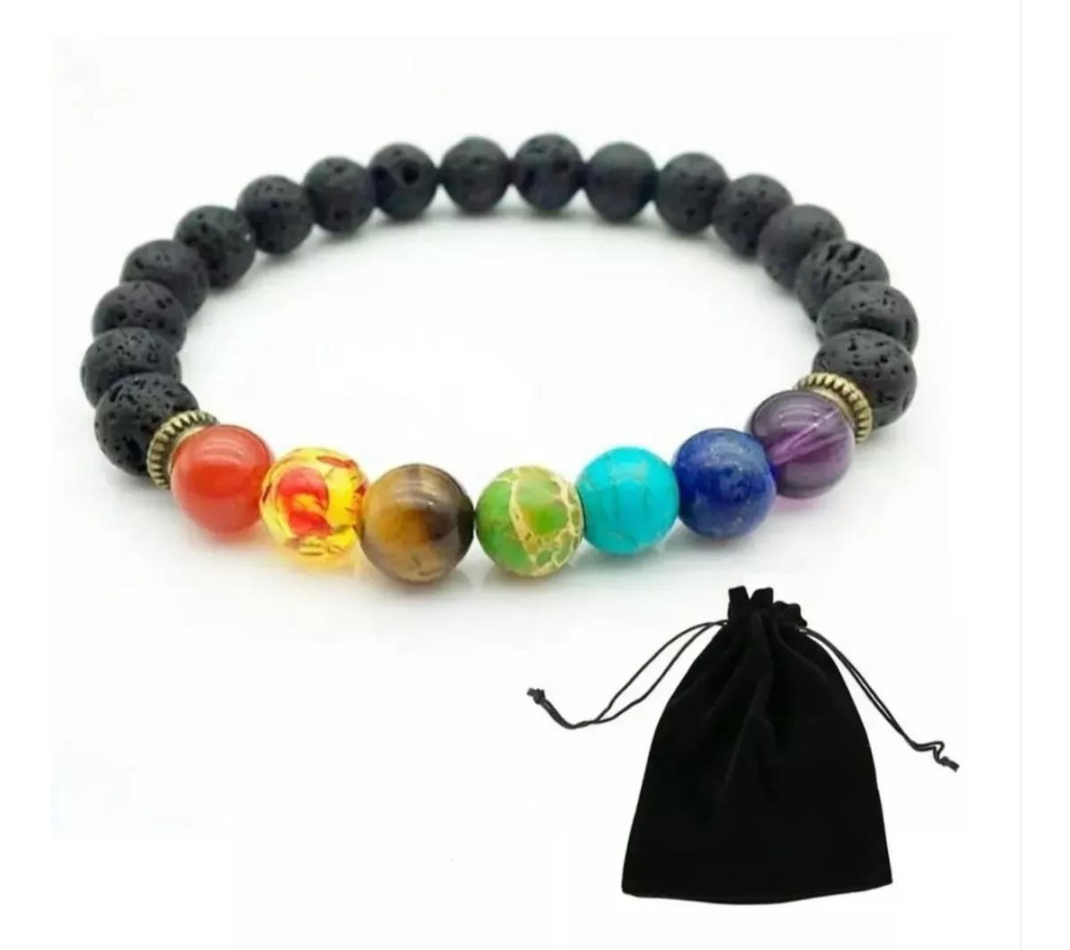 ¡Oferta: 2x1: Pulseras de roca de lava 7 chakras