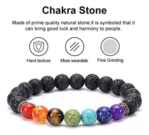 ¡Oferta: 2x1: Pulseras de roca de lava 7 chakras