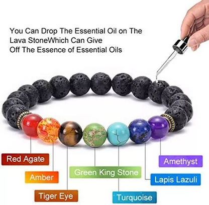 ¡Oferta: 2x1: Pulseras de roca de lava 7 chakras